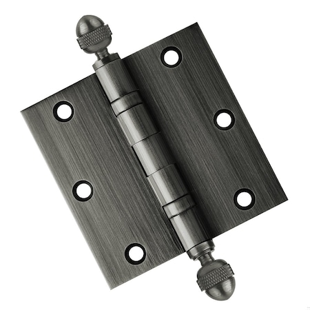 Embassy 3-1/2 x 3-1/2 Solid Brass Hinge, Pewter Finish with Acorn Tips 3535BBUS17AA-1
